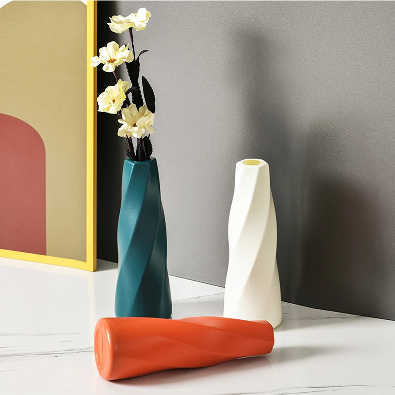 Imitation Ceramic Vase, Nordic Plastic Simulation Vase, Morandi Living Room Decoration, Vase, Hydroponic Creative Vase, Ornament
