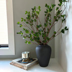 Matte Black Ceramic Vase Set with Milan Faux Stems