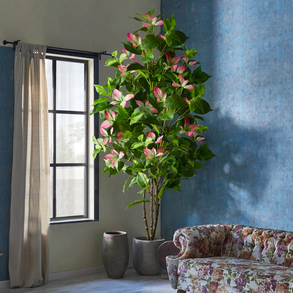 82-144Cm Large Artificial Ficus Tree Fake Magnolia Plants Branch Tall Banyan Tree Faux Nandina Tree Rubber for Home Garden Decor