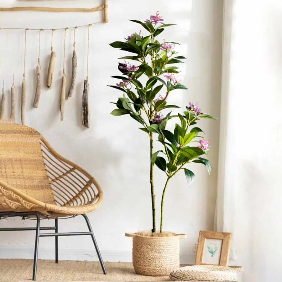 80/120Cm Tropical Artificial Ficus Large Banyan Plants Plastic Fiddle Fig Tree Branch Faux Magnolia Tree for Home Garden Decor