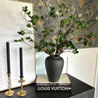 Matte Black Ceramic Vase Set with Milan Faux Stems