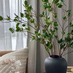Matte Black Ceramic Vase Set with Milan Faux Stems